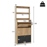 Scarpiera moderna con ganci, ripiani divisori regolabili in altezza e struttura antiribaltamento, 75x24x180 cm, color legno(m-3)