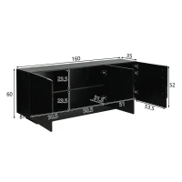 Madia per soggiorno minimal e moderna a 3 ante, 35x160x60 cm, Nero(m-3)