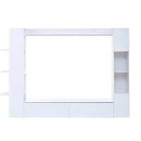 Mobile TV 4 pezzi con vetrina e ripiani aperti pe salotto, 228x30x170 cm, Bianco(m-2)