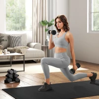 SPORTNOW Set de 2 Mancuernas Dodecagonales de 2 x 10 kg de Metal Recubiertas en Goma para Entrenamiento en Casa Gimnasio Negro(m-2)