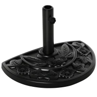 Outsunny Halfronde Parasolvoet, 9 kg, Bloemendesign, HDPE/Cement, voor Parasolstokken Ø35/38/48 mm(m-15)