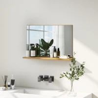kleankin Oglindă de baie de perete cu poliță, design modern și multifuncțional, 60x12x40 cm, lemn(m-9)