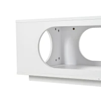 Table basse avec éclairage LED, grand espace de rangement avec gestion intégrée des câbles, 100x50x35 cm, Blanc(m-10)