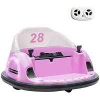 AIYAPLAY Autoscooter, 360° Rotation, 2 km/h Geschwindigkeit, Sicherheitsgurt, LED-Lichter, Musik und Hupe, Rosa(m-1)