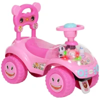 AIYAPLAY Rutschauto für Kinder, Schiebefahrzeug mit Hupe, Licht, Musik, Lenkrad, Stauraum unter dem Sitz, Rosa(m-8)