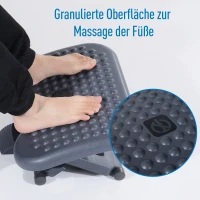 HOMCOM Ergonomische voetensteun voetenbank relax voetensteun kantoor hellingshoek in hoogte verstelbaar(m-6)