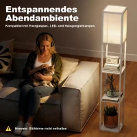 HOMCOM vloerlamp verlichting met 3 planken E27 tot 40 W E1-kwaliteit MDF wit(m-6)