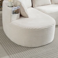 Bogesofa imbottito con portabicchieri su entrambi i lati, cuscini e tasca laterale, 250x152x82 cm, Beige(m-9)
