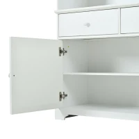 Vitrine de pé com 7 compartimentos, 2 portas, 2 gavetas, iluminação LED integrada, 100x38x170 cm, Branco(m-8)