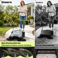 Outsunny ehrmaschine manuell mit 68 cm Kehrbreite, 24 L Schmutzbehälter, Höhenverstellbar klappbar Griff 3-Bürsten-Kehrsystem(m-4)