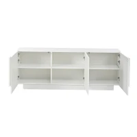 Aparador para sala de estar, armário de arrumação largo de três portas, design minimalista moderno, 35x160x60 cm, Branco(m-5)