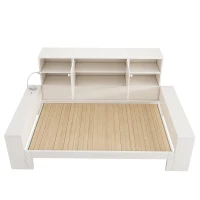 Cama com arrumação 90x200 cm, cama de hóspedes extensível 180x200 cm, 3 prateleiras reguláveis em altura, 237x133x100 cm, Branco(m-8)