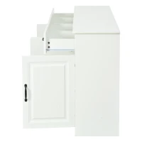 Aparador com 4 gavetas e 4 portas, muito espaço de arrumação e ampla superfície de trabalho, 4 prateleiras, 160x35x80 cm, Branco(m-6)