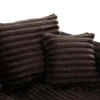 Divano a U in velluto a coste con portabicchieri integrato e tasca laterale, imbottitura a molle, 320x155x88 cm, Marrone(m-10)