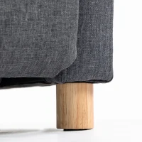 HOMCOM Sillón Relax Reclinable Manual 135° con Reposapiés en Tejido Efecto Lino Patas de Madera Gris Oscuro(m-9)