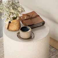HOMCOM Bijzettafel in betonlook 37 cm x 37 cm x 43 cm anorganisch ertspoeder grijs(m-9)