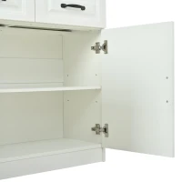 Aparador com 4 gavetas e 4 portas, muito espaço de arrumação e ampla superfície de trabalho, 4 prateleiras, 160x35x80 cm, Branco(m-11)