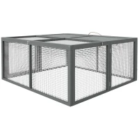 PawHut Kleine Dierenkooi, Konijnenhok, Opklapbaar Dak, Vurenhout, 120x120x57cm, Natuur(m-10)