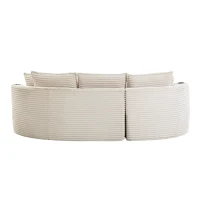 Bogesofa imbottito con portabicchieri su entrambi i lati, cuscini e tasca laterale, 250x152x82 cm, Beige(m-7)