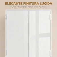 HOMCOM Mobile Bagno Alto Slim con Cassetti e Ripiani, 60x30x170 cm, Bianco Lucido(m-6)