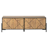 Lowboard para TV, design geométrico contrastante, adequado para televisores até cerca de 65 polegadas, 153x40x50 cm, Cor natural(m-1)