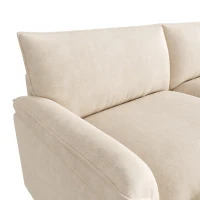 Divano a U con pouf poggiapiedi flessibile e vano portaoggetti nascosto, 216x77x82 cm, Beige(m-8)