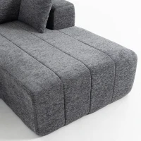 HOMCOM Sofá Esquinero 3 Plazas en L con Otomana Sofá Cama Convertible de Chenilla con Acolchado de Muelles Gris(m-8)