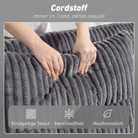 HOMCOM 2-zits slaapbank, ribfluwelen bekleding, om te vormen tot bed, 2 kussens, zijvakken, 157 x 190 cm, donkergrijs(m-6)