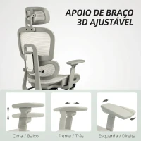 HOMCOM Cadeira de Escritório Ergonómica de Rede com Apoios de Braços 3D Reclinável até 135° Encosto de Cabeça Ajustável Bege(m-7)