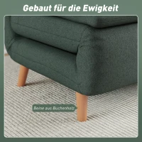 HOMCOM 3-in-1 slaapfauteuil met bedfunctie, ligfauteuil, verstelbare rugleuning, beukenhouten poten, kussen, Donkergroen(m-7)