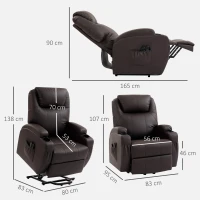 HOMCOM Fauteuil releveur électrique, fauteuil relax électrique, repose-pied, dossier inclinable, port USB, 83x95x107cm, marron(m-3)
