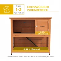 PawHut Kleindierstal Kleindierhuis Knaagdierhuis, weerbestendig, 2 Bakken, 123 x 63 x 112 cm, Oranje(m-5)