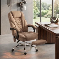 Vinsetto Ergonomischer Bürostuhl mit Massagefunktion, Fußstütze, drehbar, rollbar, Braun(m-9)