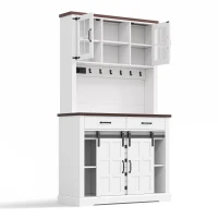 Armario de cocina, superficie de trabajo multifuncional, estantes ajustables, ganchos de acero inoxidable, sistema anti-vuelco, 108x40x180 cm, Blanco(m-6)