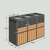 Armadio da esterno multiuso con fioriera integrata e ventilazione a persiana antiodore, 199x80x128 cm, Grigio(m-3)