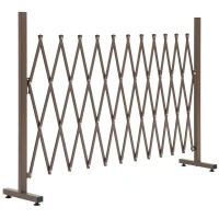 Outsunny Hek Voortuin Flexibel Breedte Scharend Hekwerk 300 Cm Tuin Afscheiding, Bruin(m-1)