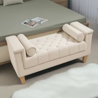 HOMCOM Gestoffeerde bank, vintage design, 2 kussens, chenille bekleding, 115 x 44 x 58 cm, Beige(m-9)