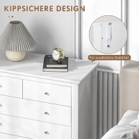 HOMCOM Kommode, Sideboard, 5 Schubladen, weiß, 79 x 39,5 x 80,5 cm(m-6)