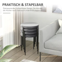 HOMCOM set van 4 eetkamer krukken stapelbaar kruk keuken kruk barkruk fluwelen touch moderne keuken eetkamer polyester staal grijs 41,5 x 41,5 x 46 cm(m-6)