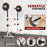 HOMCOM Weights Bar Barbell Rack Squat Stand Adjustable Portable Weight Lifting Max Load 200kg, Suitable For Home Gym Training Work Out(m-4)