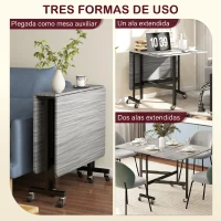 HOMCOM Mesa de Comedor Plegable para 4-6 Personas con Ruedas y Alas Abatibles Mesa Abatible para Cocina 120x80x73 cm Gris(m-4)