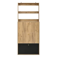 Scarpiera moderna con ganci, ripiani divisori regolabili in altezza e struttura antiribaltamento, 75x24x180 cm, color legno(m-2)