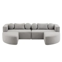 Divano modulare con funzione letto, schiuma ad alta resilienza e molle insacchettate, 292x165x68 cm, Grigio(m-2)