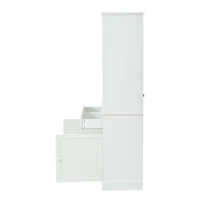 Vitrine de pé com 7 compartimentos, 2 portas, 2 gavetas, iluminação LED integrada, 100x38x170 cm, Branco(m-6)