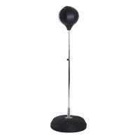 HOMCOM Boksset met Punchbal, Verstelbaar in Hoogte, Incl. Bokshandschoenen, 126-144cm, Zwart(m-10)