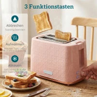HOMCOM Waterkoker- en Toaster-Set, 1,7L 2200W Snelkook-Waterkoker met Automatische Uitschakeling en 2-Sneetjes Toaster met Kruimellade, Roze(m-7)