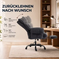 HOMCOM Bürostuhl mit verstellbarer Rückenlehne, rollbarer Polsterstuhl, Polstersessel, höhenverstellbar, Stahl, Dunkelgrau(m-5)