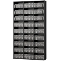 HOMCOM Mobile Porta CD a 9 Ripiani con 21 Ripiani, Scaffale Porta 835 CD/500 DVD/640 Blu-ray Salvaspazio, 100x24x175 cm, Nero(m-10)
