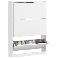 HOMCOM Schoenenkast met 3 kleplades, voor maximaal 12 paar schoenen, spaanplaat, 80 x 17 x 108 cm, wit(m-11)