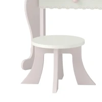 AIYAPLAY Tocador de Maquillaje para Niñas con Taburete Espejos Giratorios Cajón 6 Accesorios Bandejas Laterales para +3 Años Rosa(m-12)